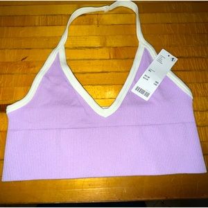 Urban Outfitters Lavender and White Crop Tank Top SZ M/L NWT